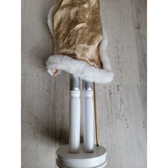 Nutcracker large wooden white staff guard Xmas home decor gold trim‎ - Picture 7 of 8